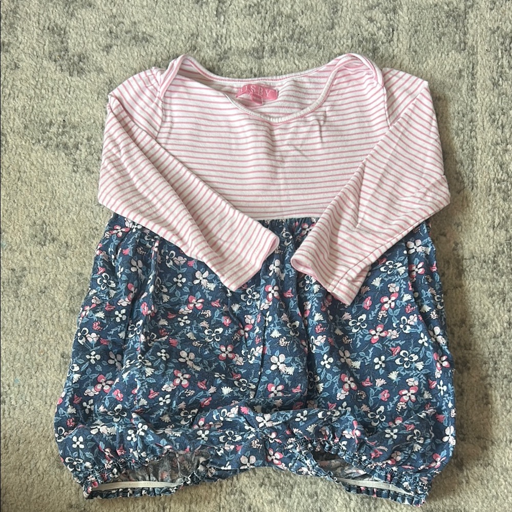 Floral Pink Striped Long Sleeved Bubble Bodysuit